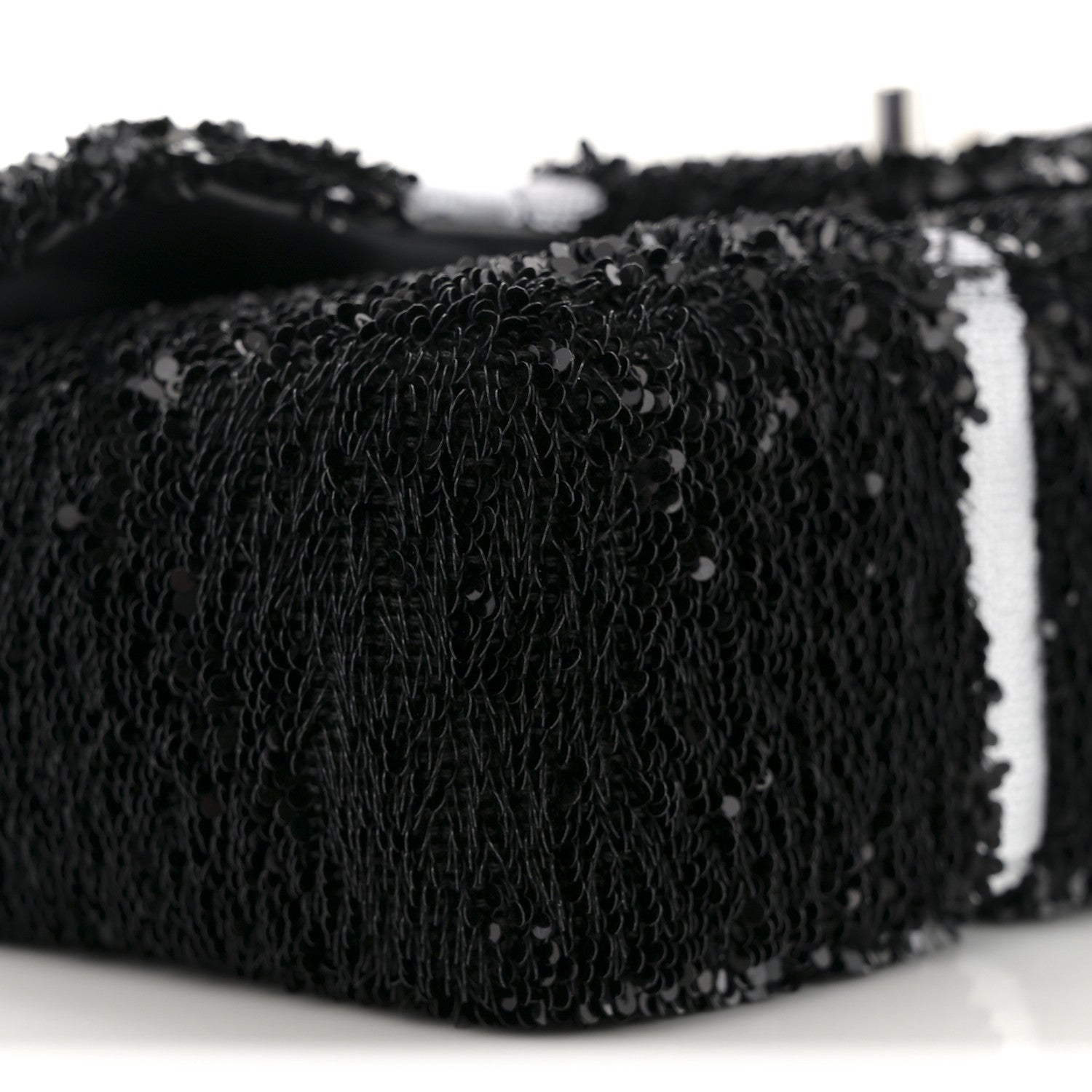 Chanel Sequin Ribbon Mini Rectangular Flap Black White