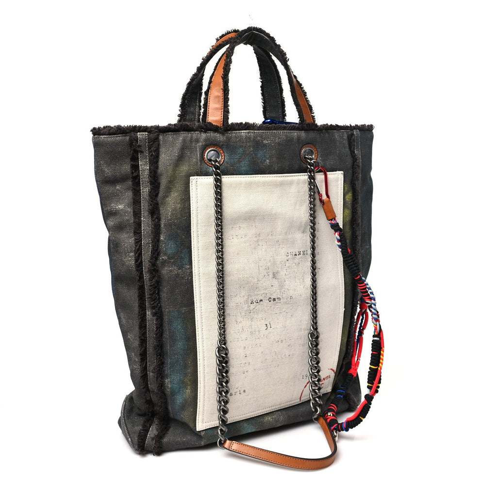 Chanel Canvas Graffiti Art School Oh My Boy Tote Black