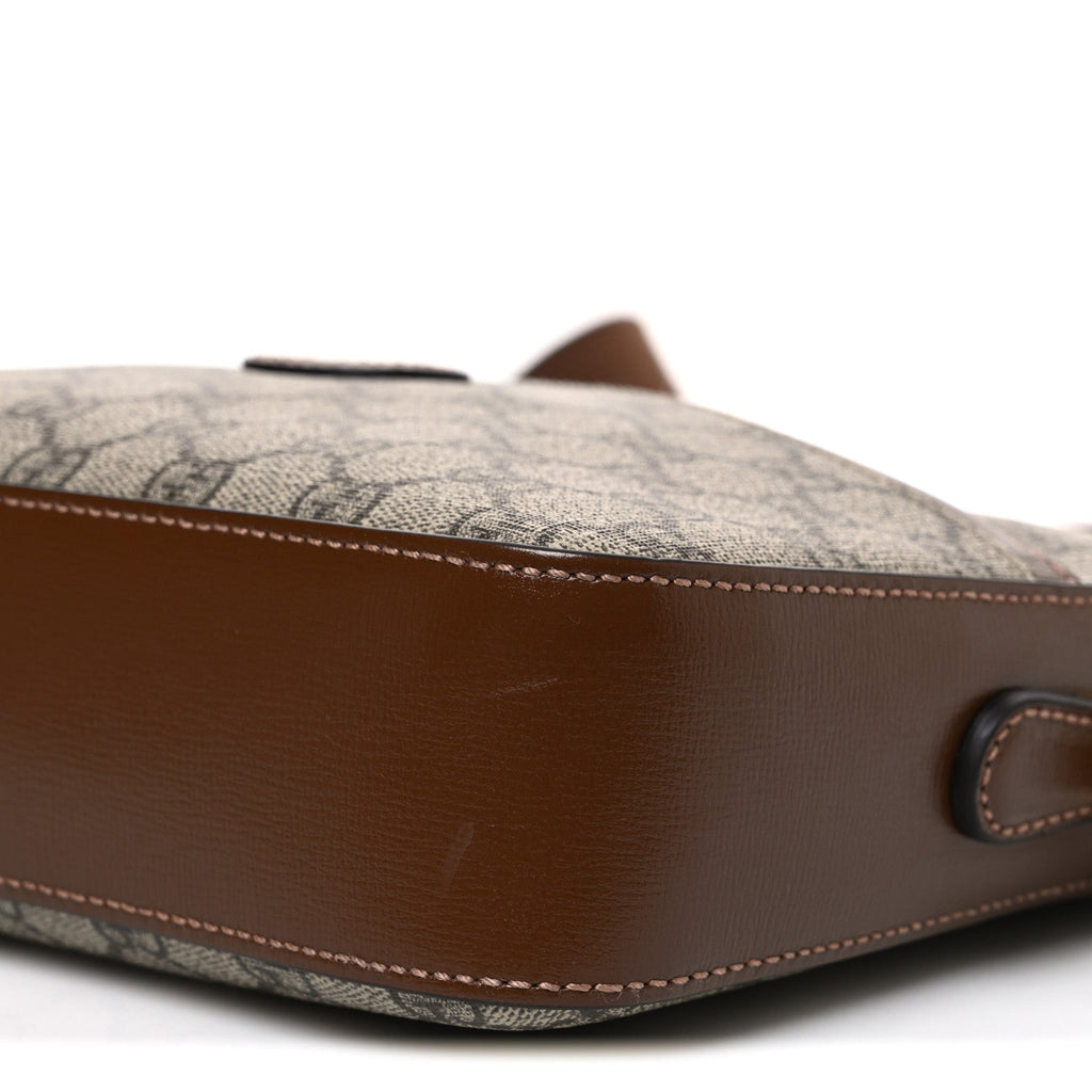 Gucci GG Supreme Monogram Azalea Calfskin Retro Interlocking G Messenger Shoulder Bag Beige Ebony Brown Sugar