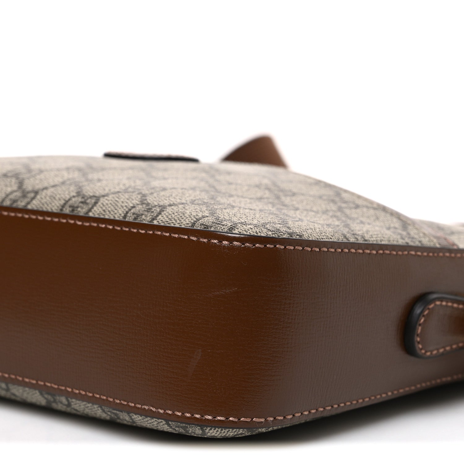 Gucci GG Supreme Monogram Azalea Calfskin Retro Interlocking G Messenger Shoulder Bag Beige Ebony Brown Sugar