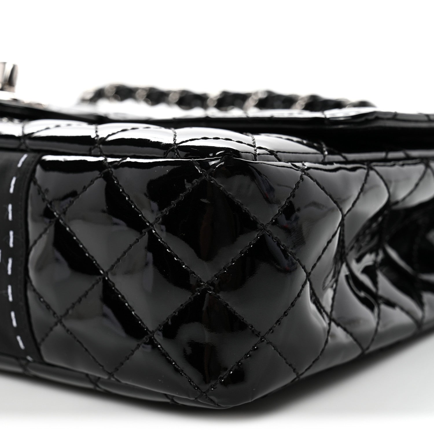 Chanel Patent Quilted Secret Label Medium Flap Black