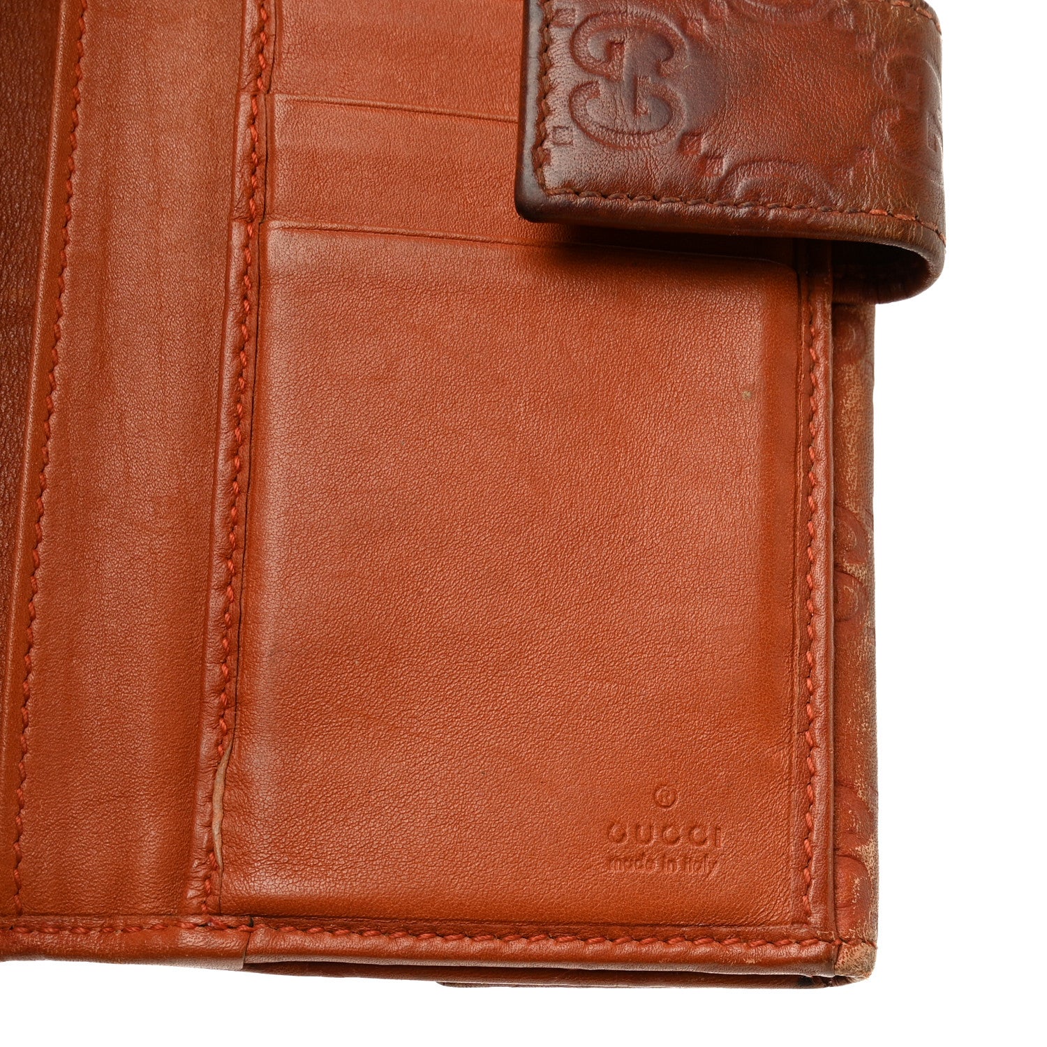 Gucci Guccissima Signature Dice Continental Wallet Orange