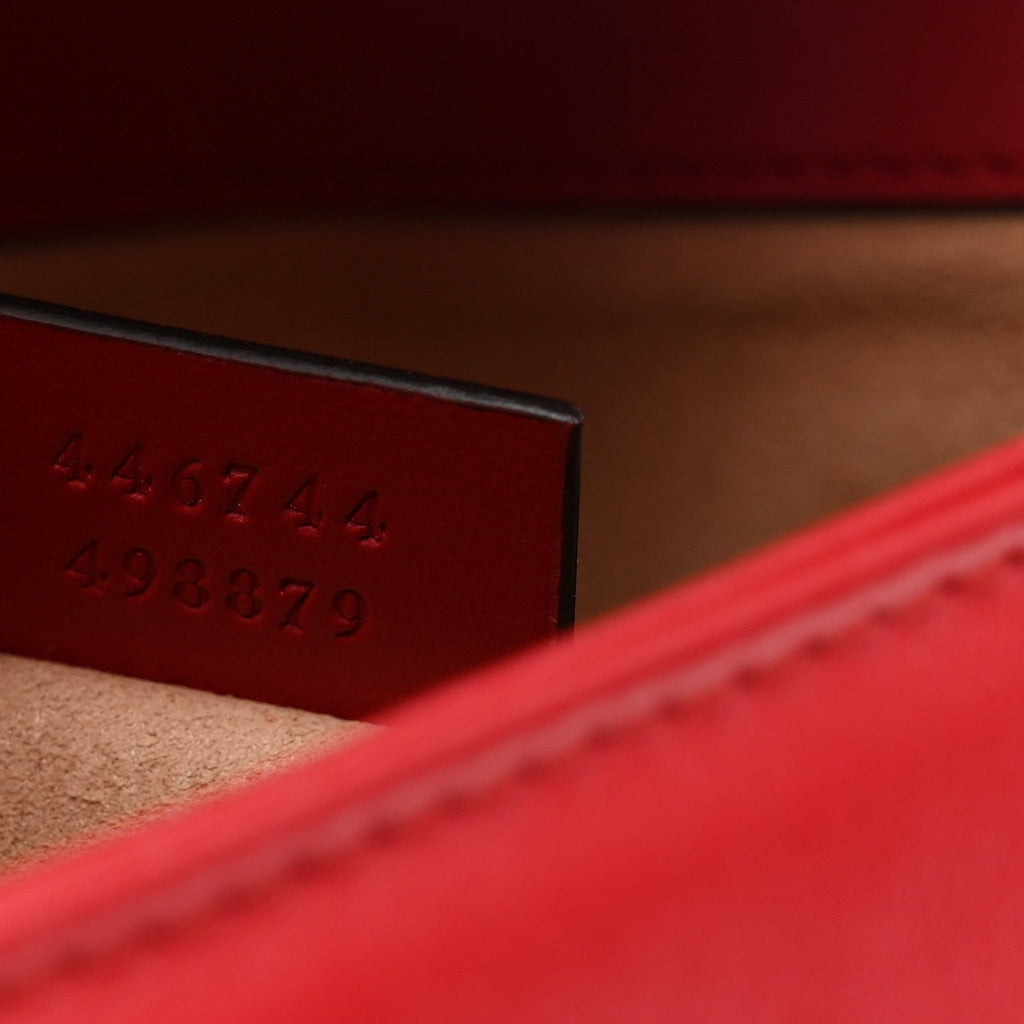 Gucci Calfskin Matelasse Mini GG Marmont Shoulder Bag Hibiscus Red