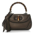 Gucci Metallic Calfskin Medium New Bamboo Top Handle Bag Bronze