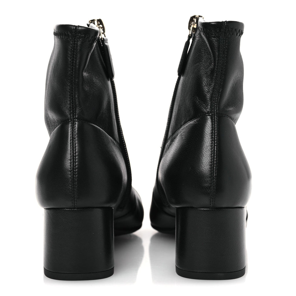 Chanel Stretch Lambskin Cap Toe CC Short Boots 36.5 Black