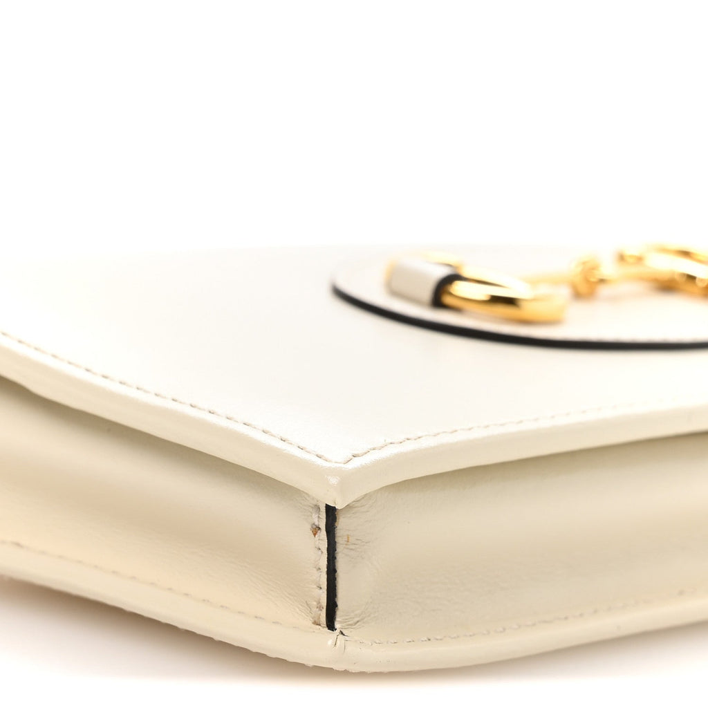 Gucci Boarded Plutone Calfskin Horsebit 1955 Wallet On Chain Mystic White
