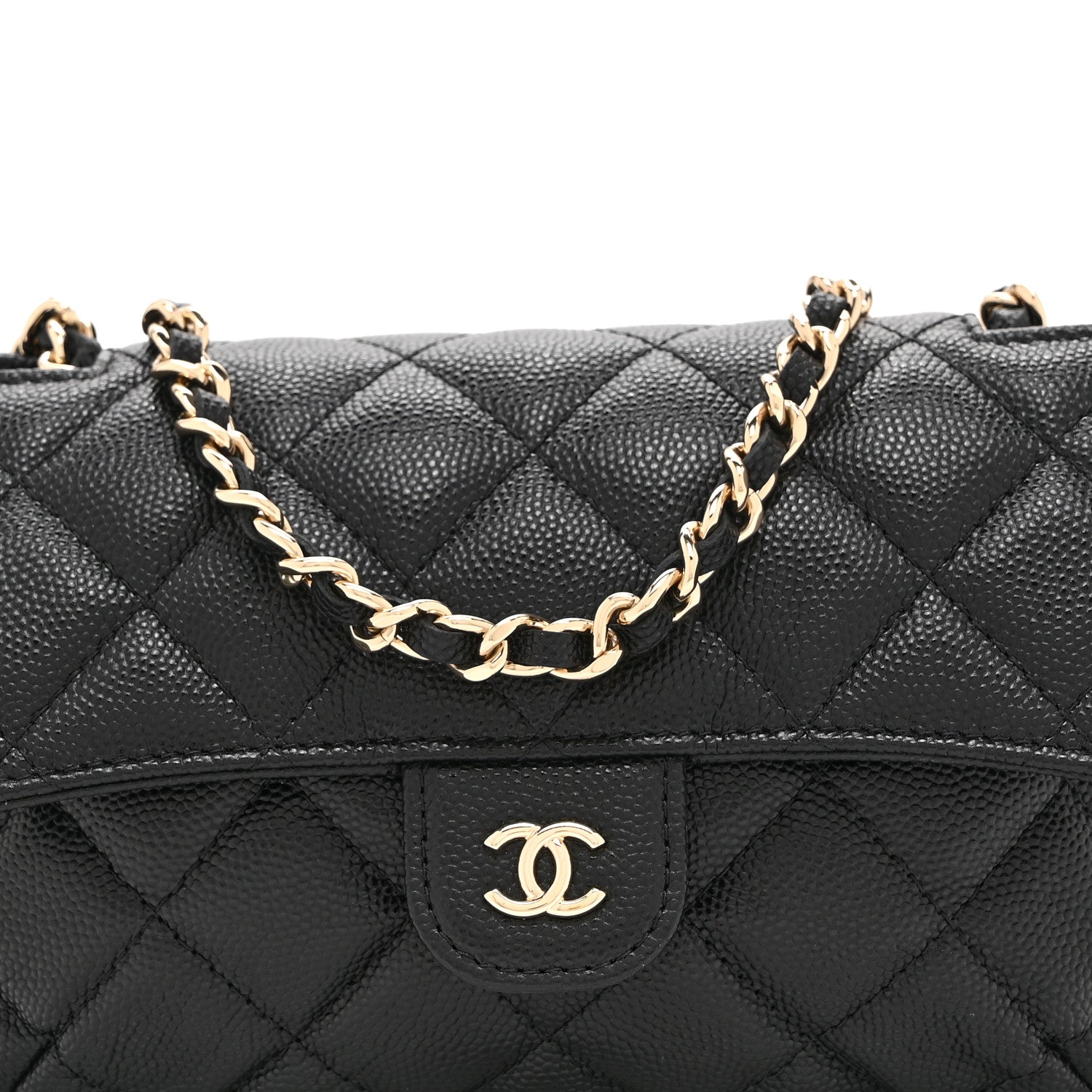 Chanel Caviar Fabric Graffiti Foldable Tote Bag With Chain Black Multicolor