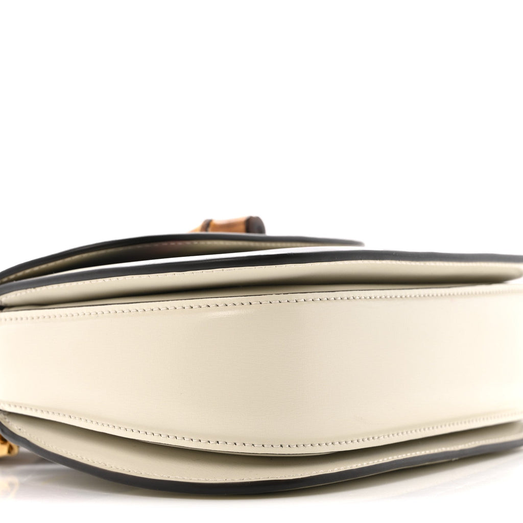 Gucci Calfskin Web Geometric Print Small Bamboo 1947 Top Handle Bag White Multicolor
