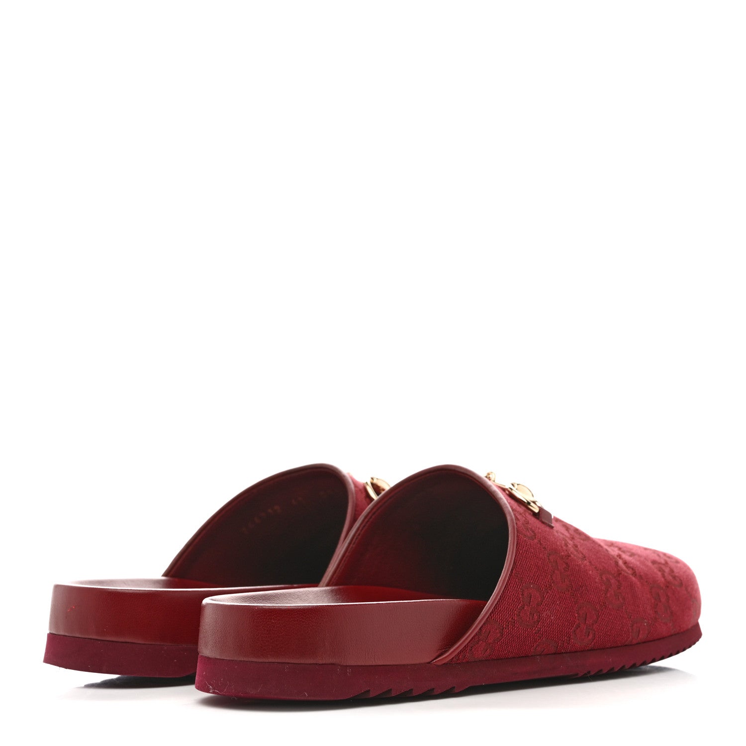 Gucci GG Supreme Monogram Womens Horsebit Slippers 41 Rosso Ancora
