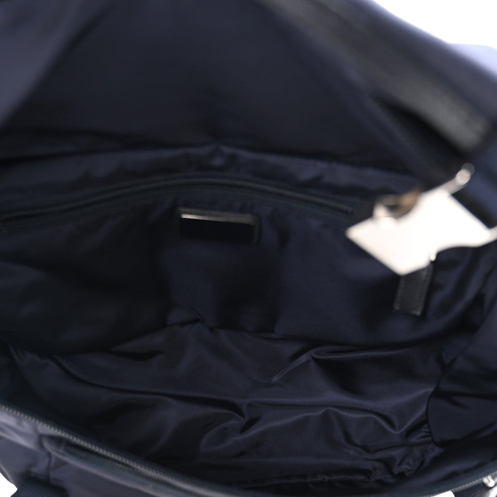 Prada Re-Nylon Saffiano Double Snap Buckle Zip Flap Shoulder Bag Bleu