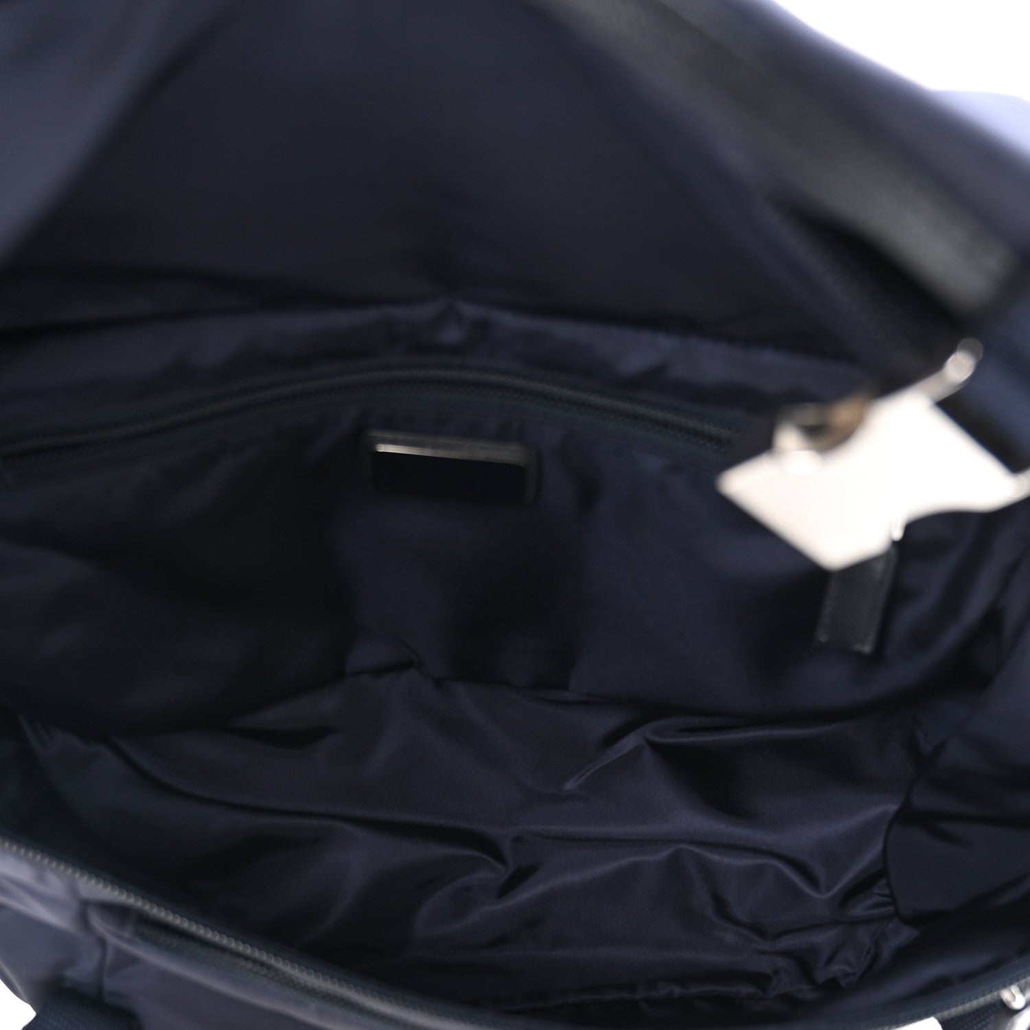 Prada Re-Nylon Saffiano Double Snap Buckle Zip Flap Shoulder Bag Bleu