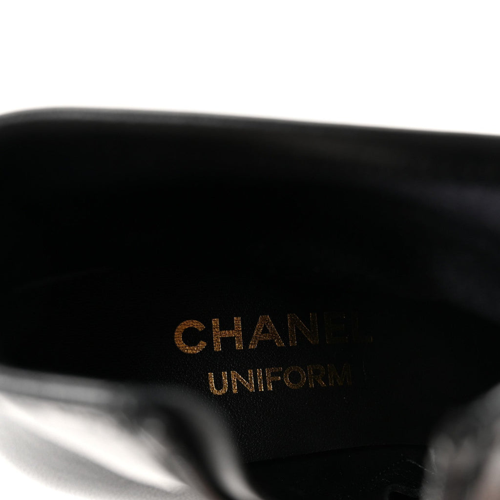 Chanel Stretch Lambskin Cap Toe CC Uniform Short Boots  35 Black