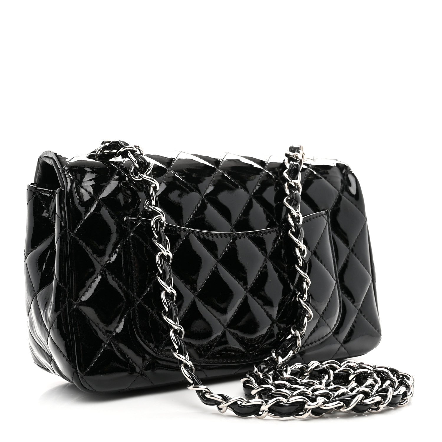 Chanel Patent Calfskin Quilted Mini Rectangular Flap Black