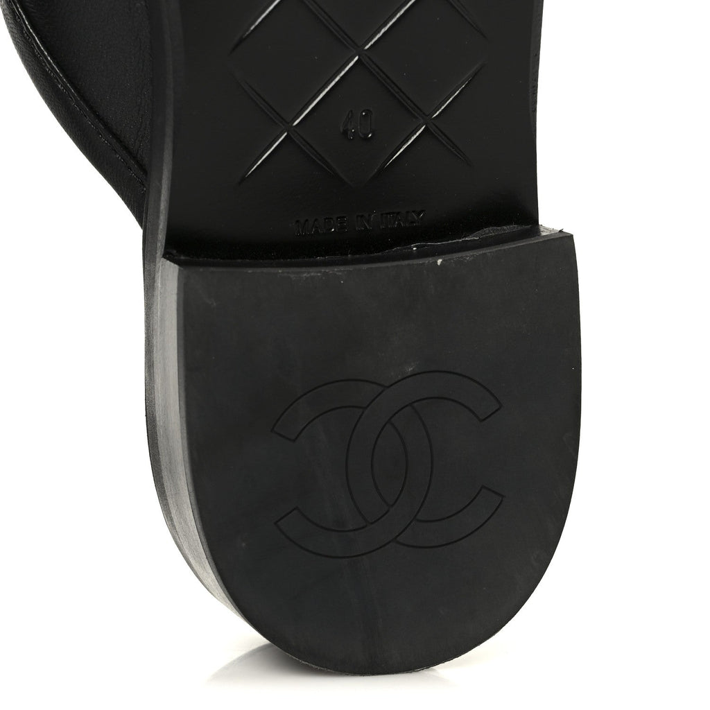 Lambskin Quilted CC Turnlock Mules 40 Black