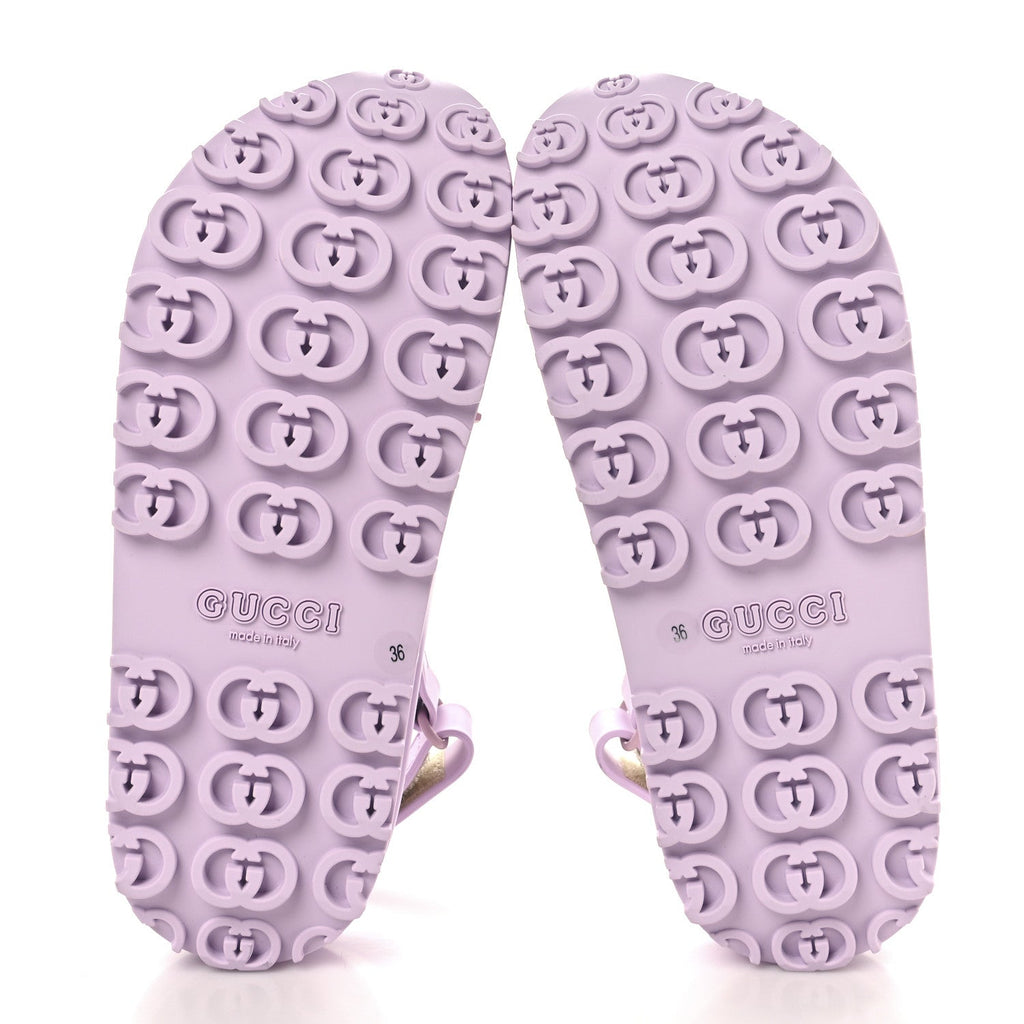 Gucci Soft Rubber Horsebit Touch Womens Strapped Sandals 36 Talc Pink