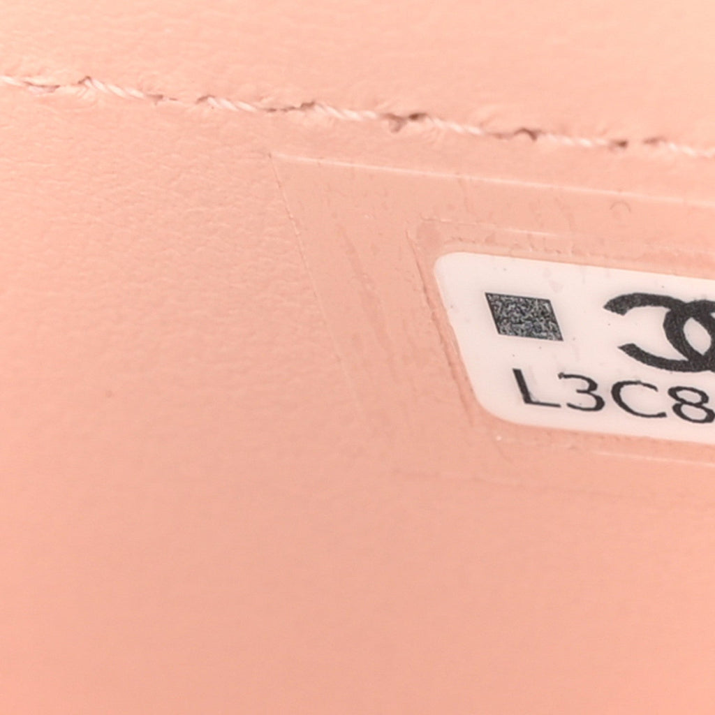 Chanel Shiny Caviar Preppy Coco Long Vanity With Strap Light Pink