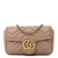Gucci Calfskin Matelasse Super Mini GG Marmont Shoulder Bag Porcelain Rose