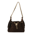 Chanel Suede Quilted Mini Chanel 25 Handbag Dark Brown