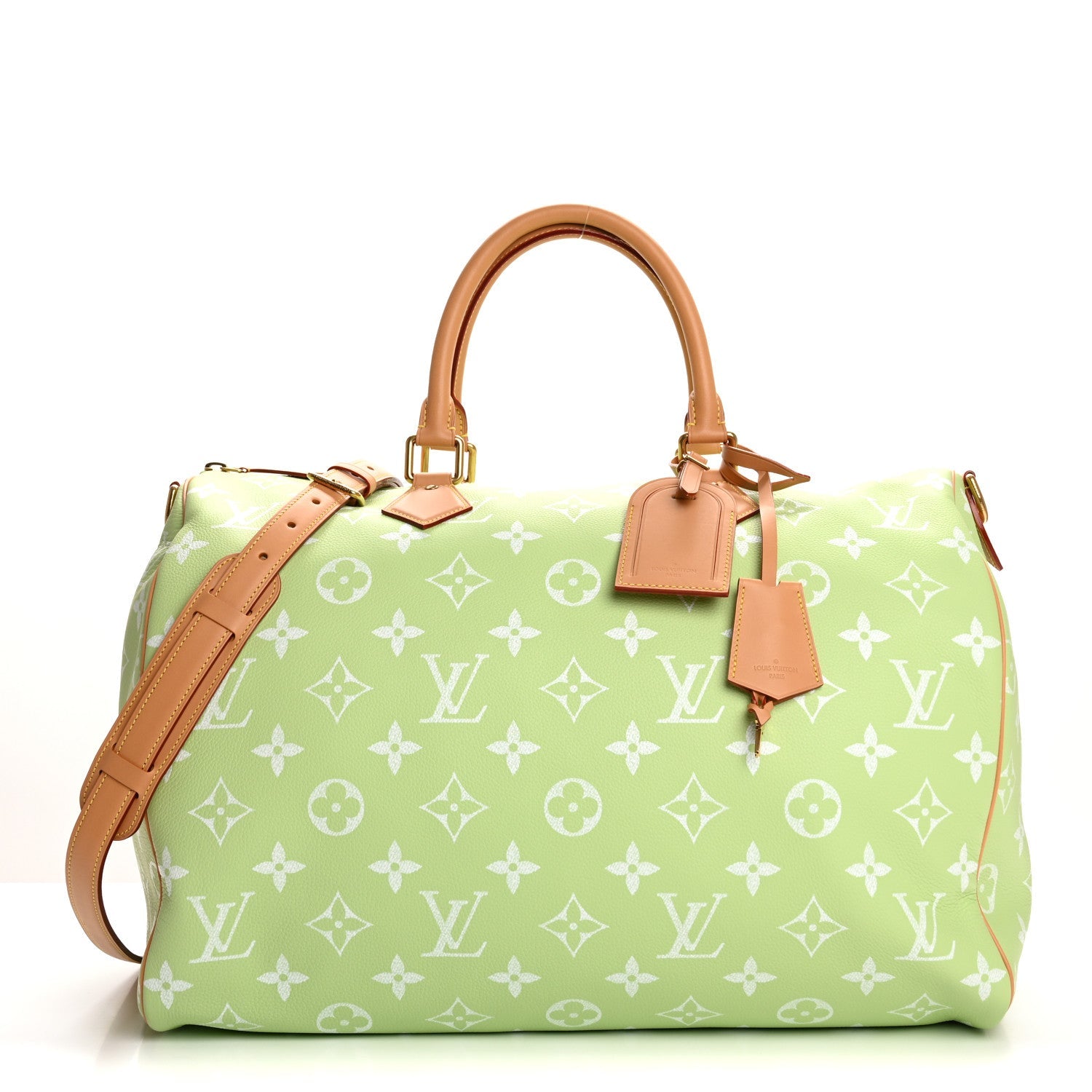 Louis Vuitton Calfskin Monogram Speedy P9 Bandouliere 50 Frozen Lime