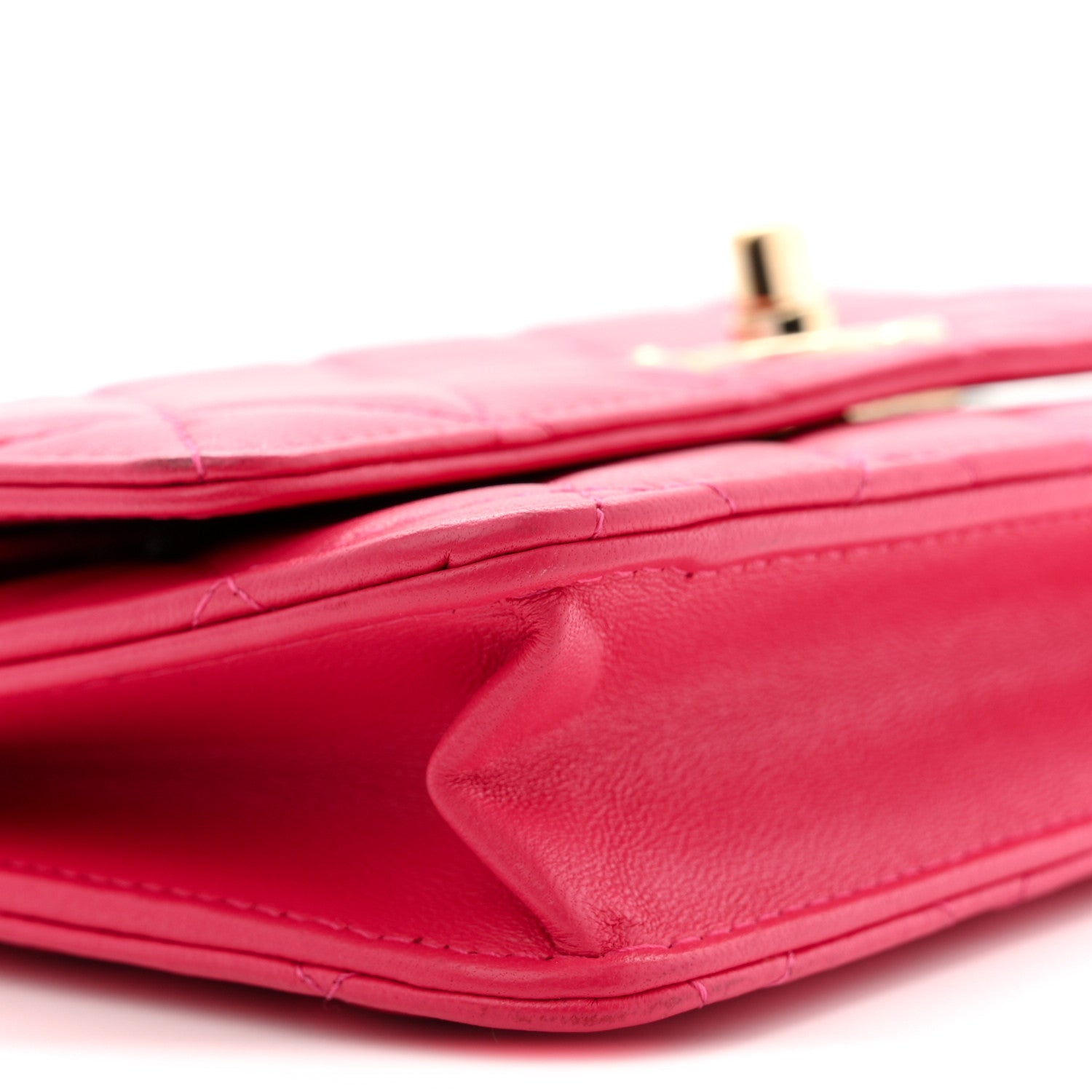 Chanel Lambskin Quilted Trendy CC Wallet On Chain WOC Dark Pink