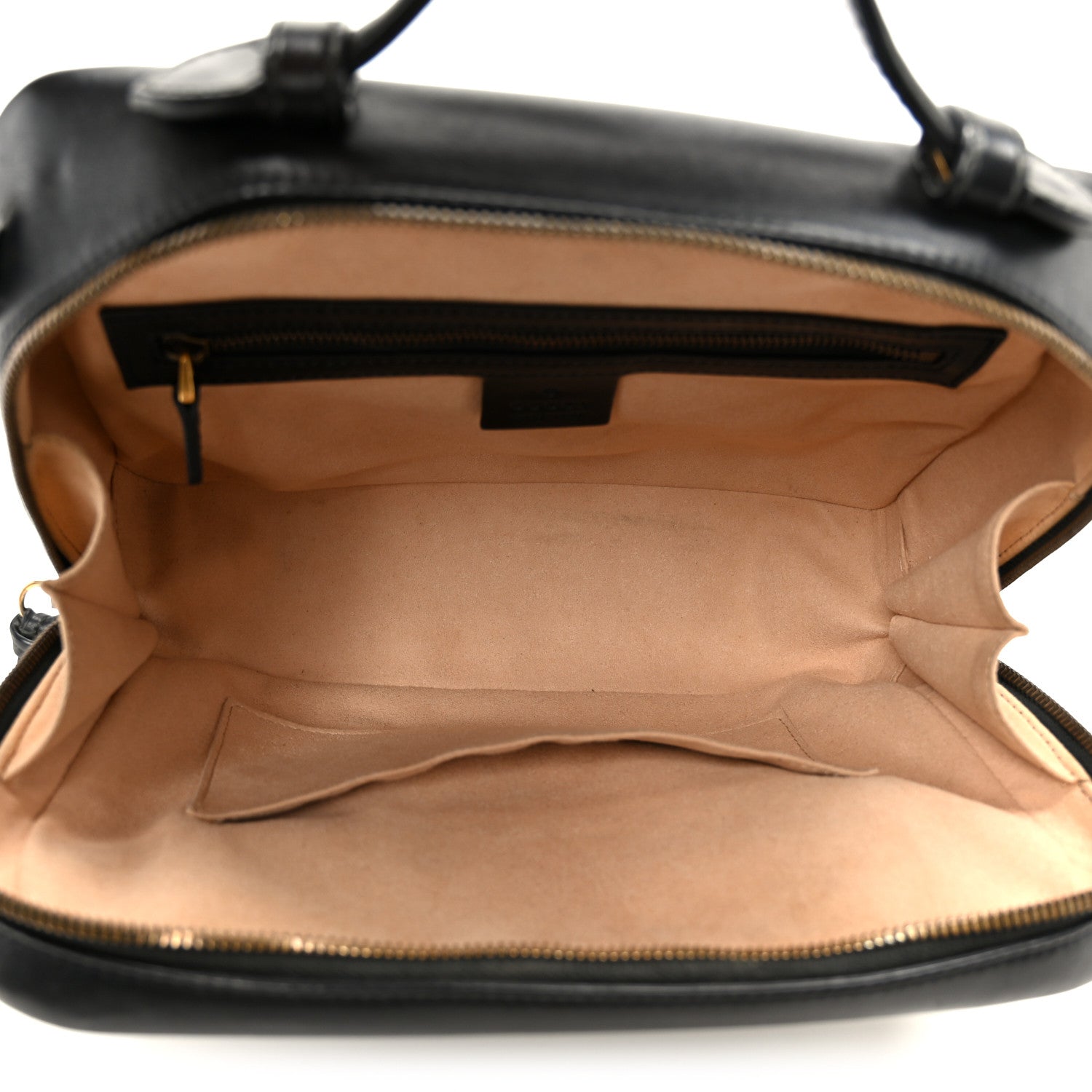 Gucci Calfskin Matelasse Sylvie Web Small GG Marmont Top Handle Shoulder Bag Black