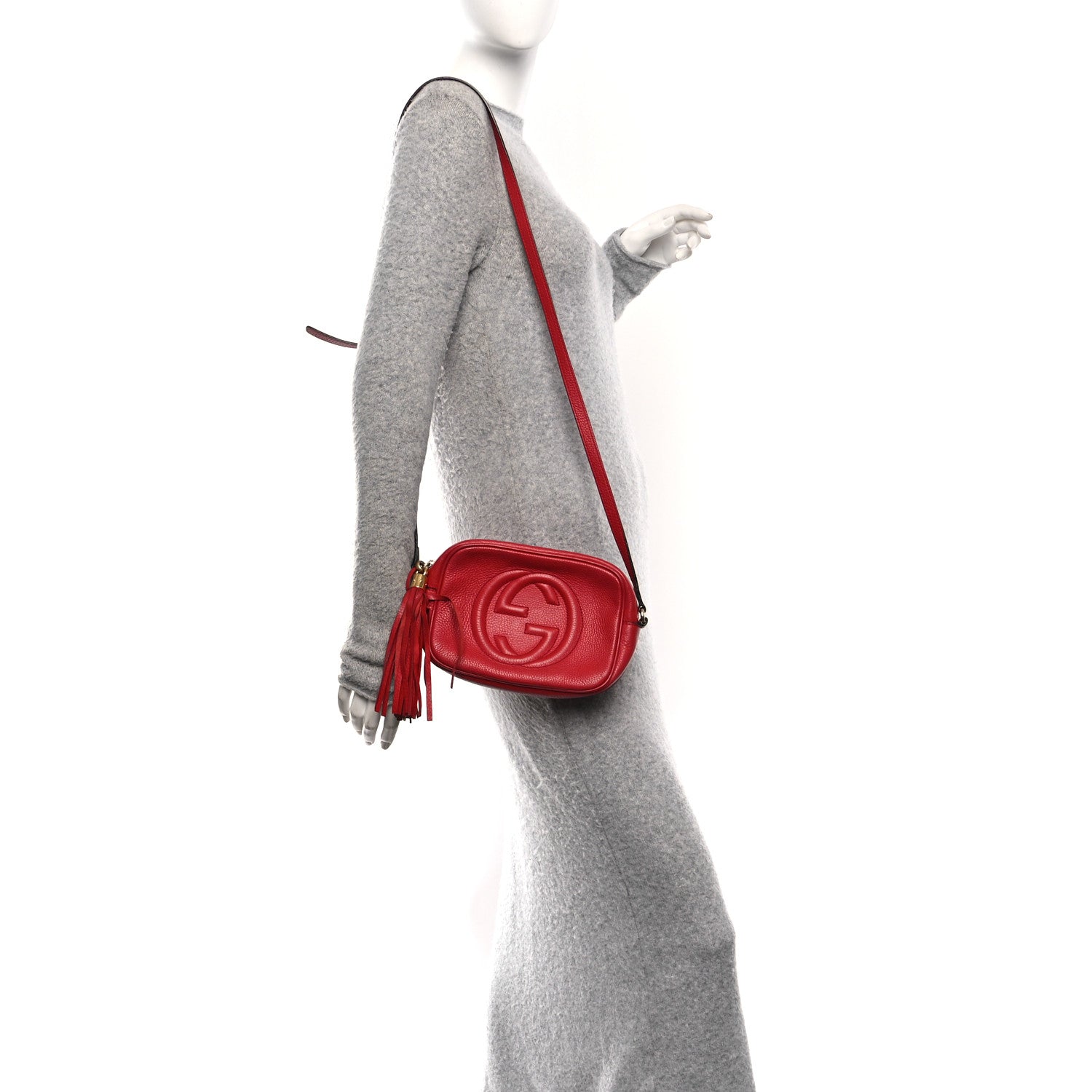 Gucci Pebbled Calfskin Small Soho Disco Bag Tabasco Red