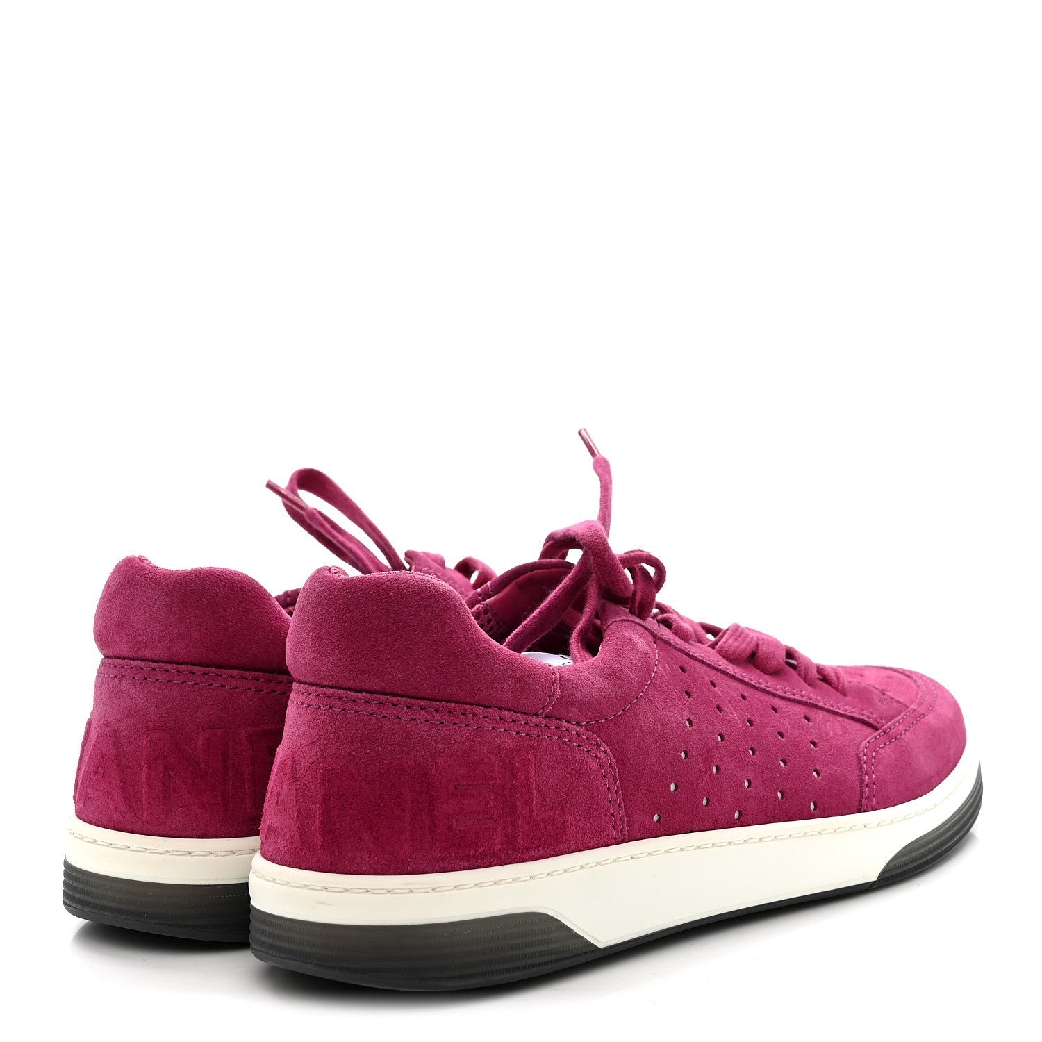 Chanel Suede Calfskin Logo Sneakers 41 Dark Pink