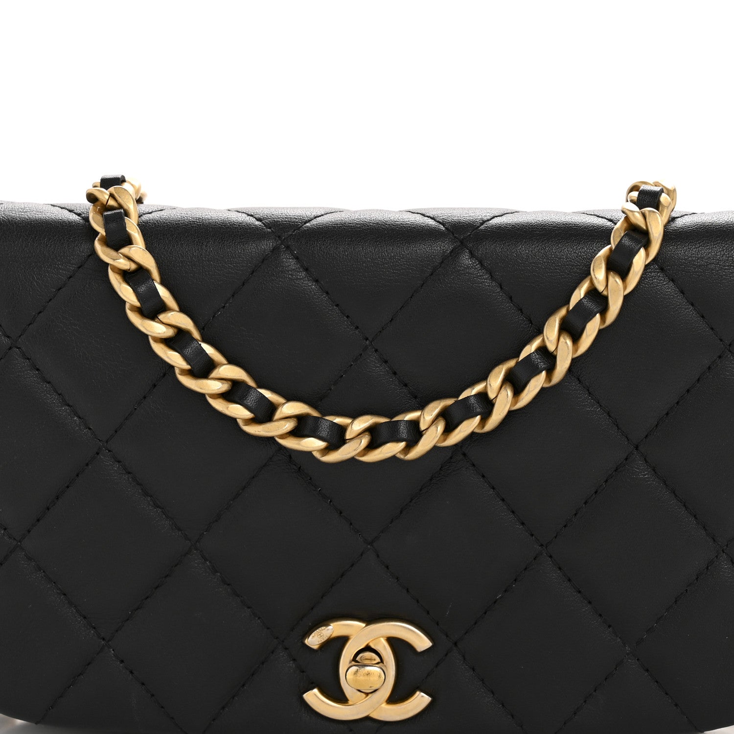 Chanel Calfskin Quilted Coco Mail Clutch With Chain Black