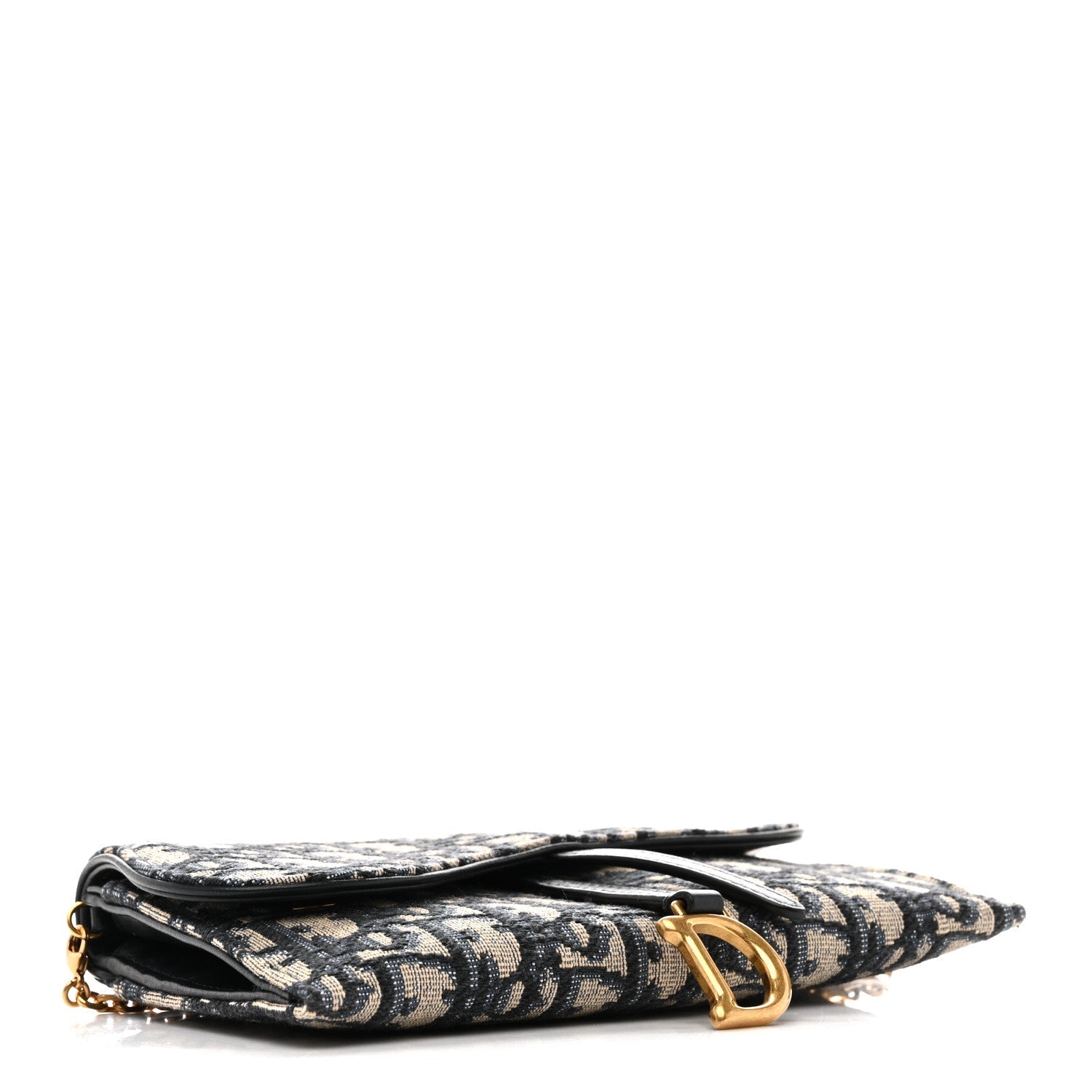 Christian Dior Oblique Saddle Chain Long Wallet Blue