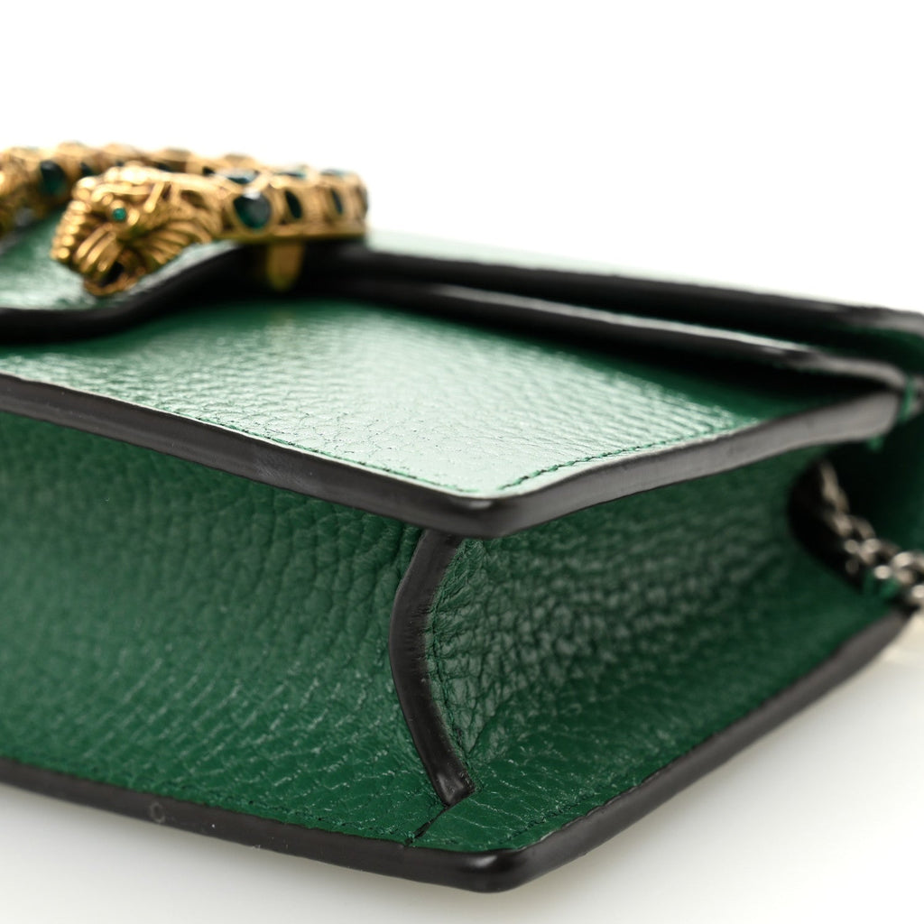 Gucci Dollar Calfskin Crystal Super Mini Dionysus Shoulder Bag Emerald