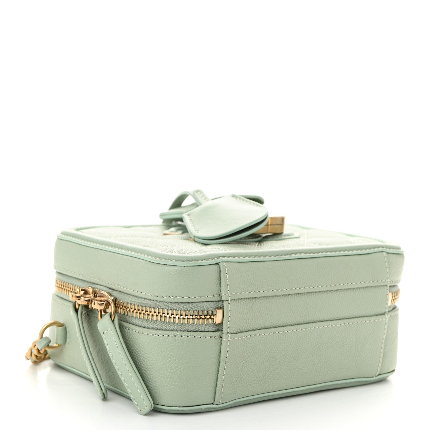 Chanel Caviar Quilted Small CC Filigree Vanity Case Mint