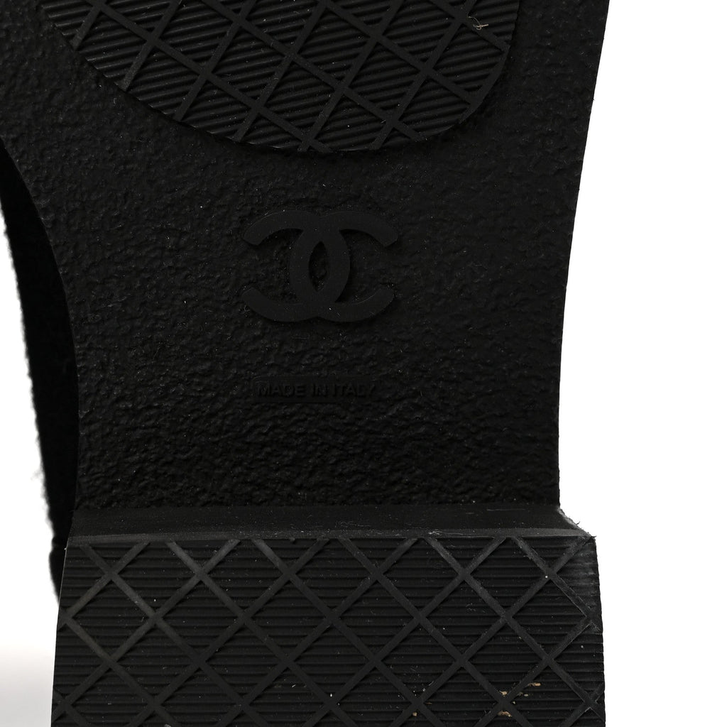 Chanel Tweed Lace Up Short Boots 37 Black