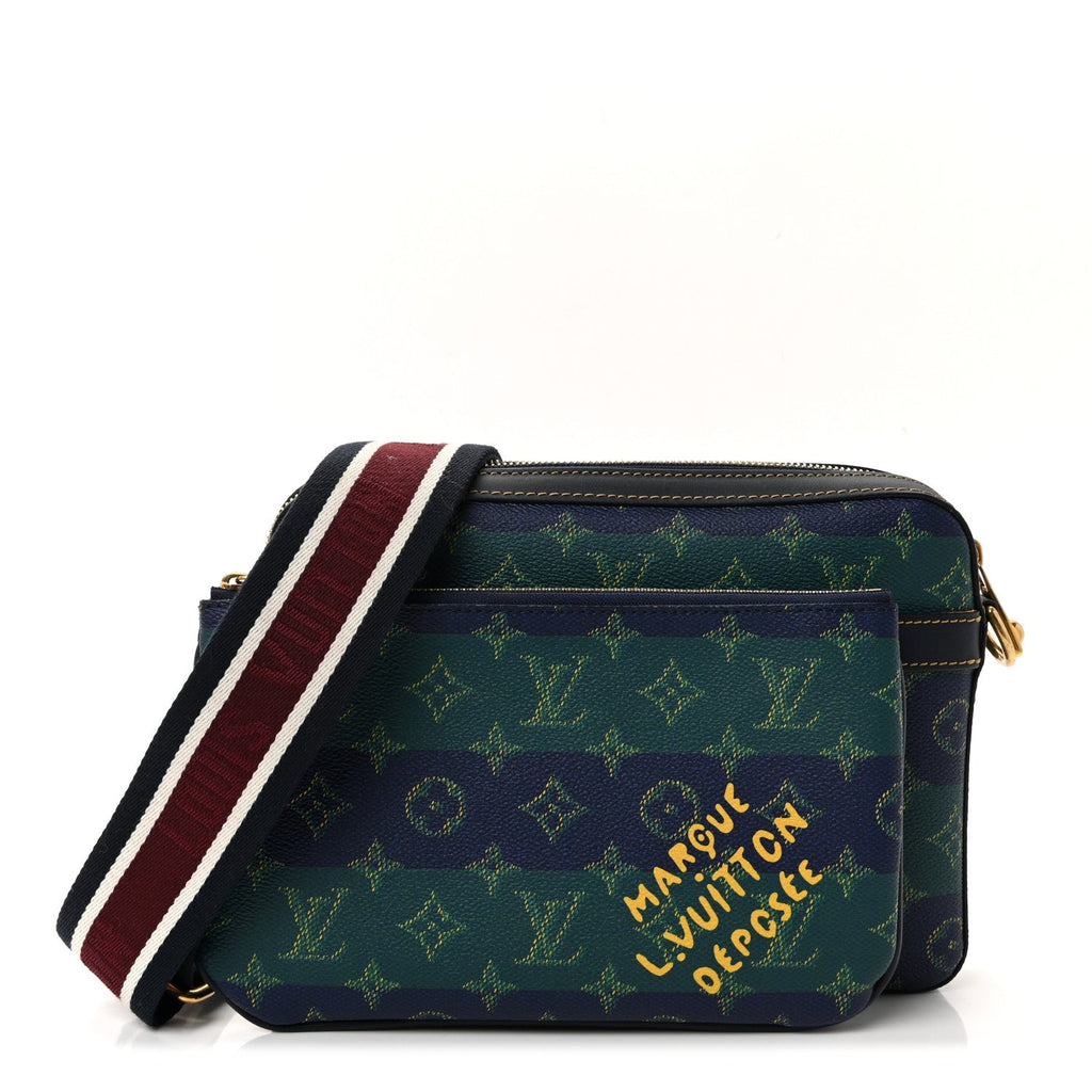 Louis Vuitton Monogram Heritage Stripes Trio Messenger Blue