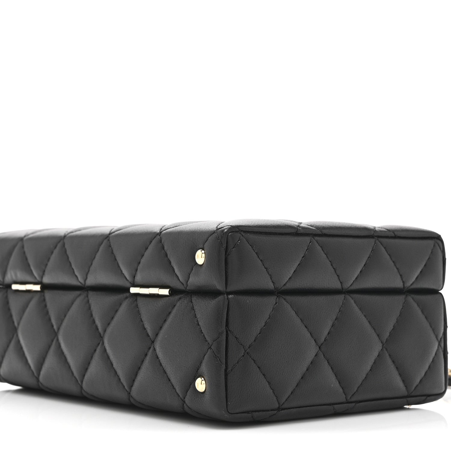 Chanel Lambskin Quilted Small CC Top Handle Box Bag Black