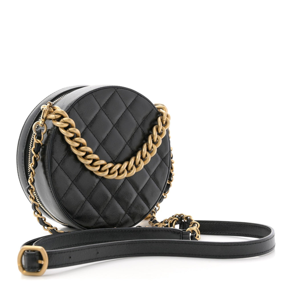 Chanel Glazed Calfskin Round As Earth Evening Bag Black