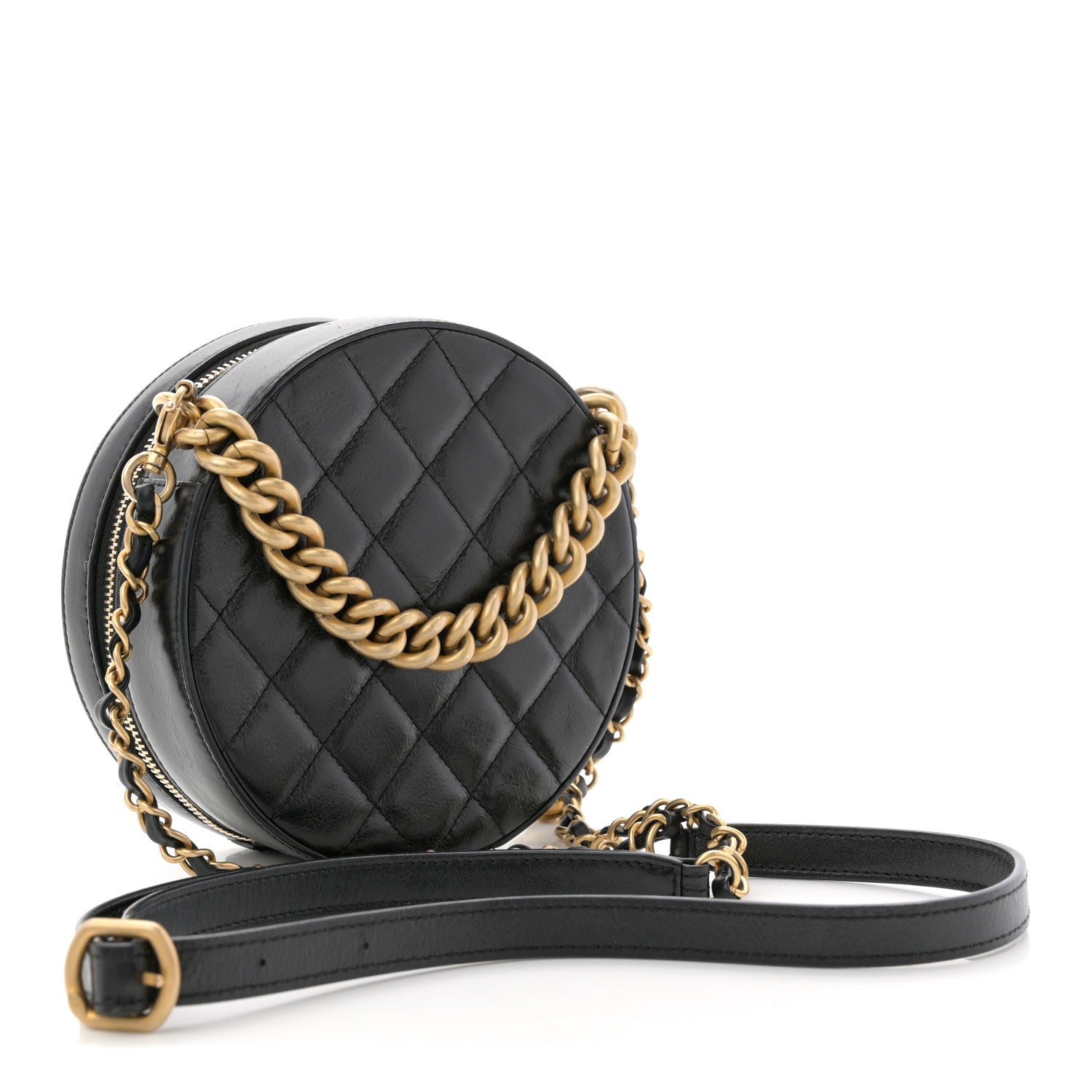 Chanel Glazed Calfskin Round As Earth Evening Bag Black