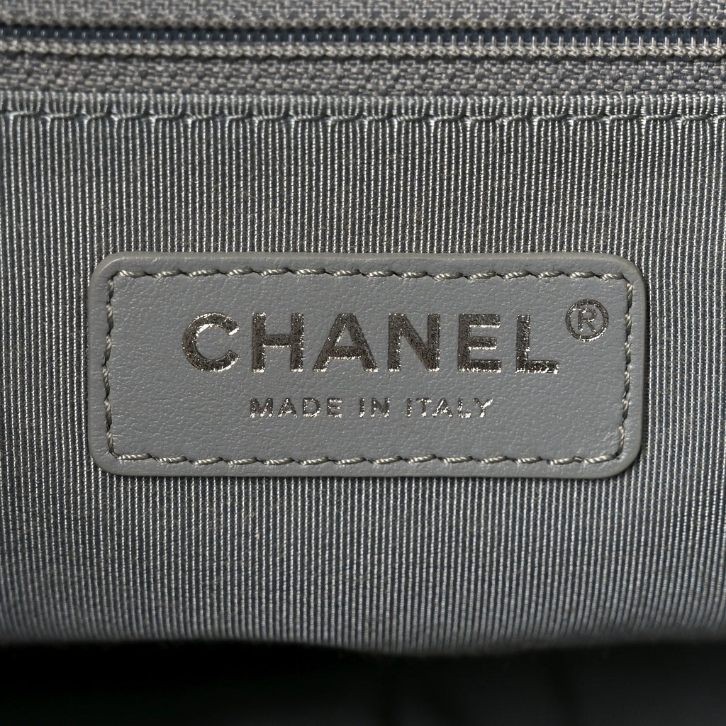 Chanel Metallic Crumpled Calfskin Chain 20s Signe Tote Silver