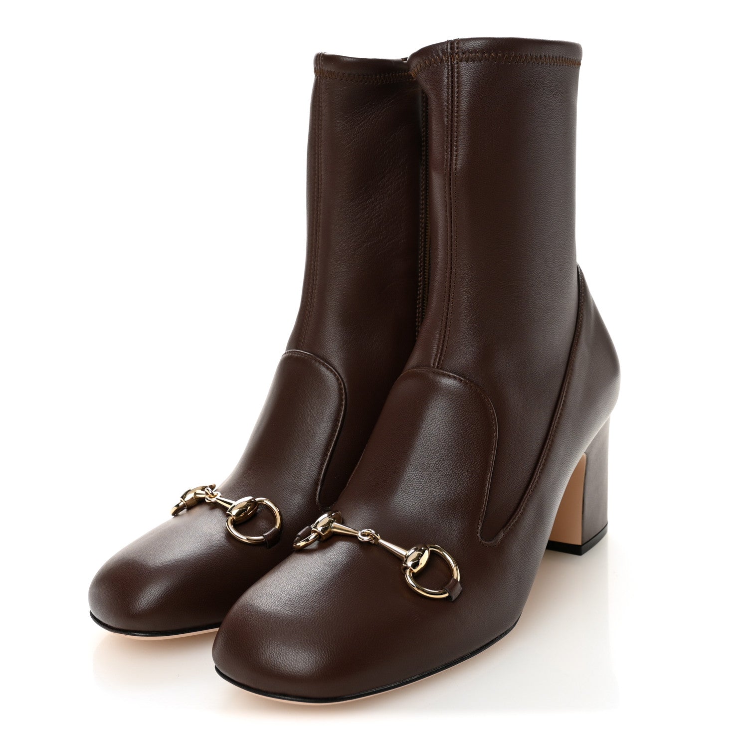Gucci Nappa Horsebit Ankle Boots 37.5 New Chocolate