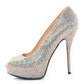 Gucci Satin Crystal Sofia Etoile Peep Toe Pumps 38 Blue