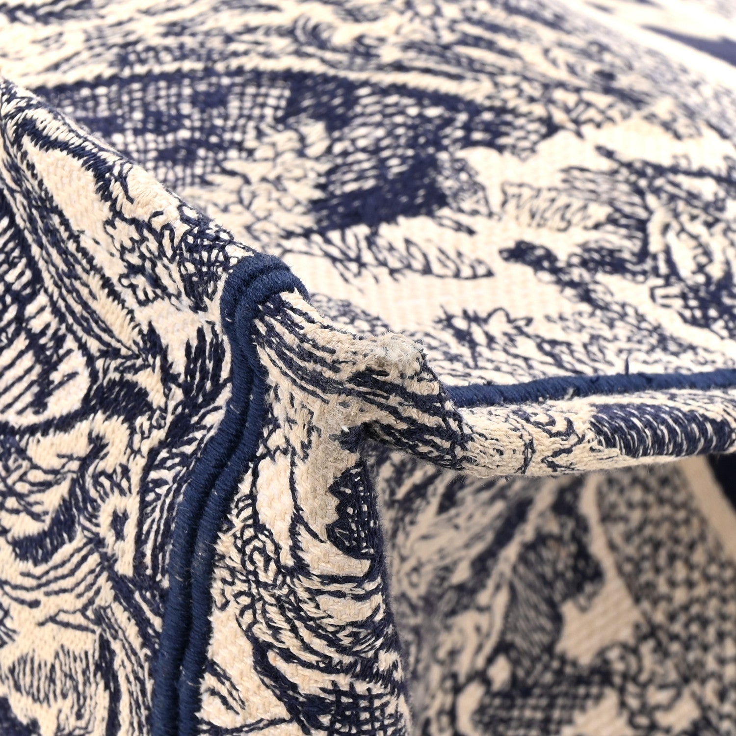 Christian Dior Canvas Embroidered Large Dioriviera Toile De Jouy Book Tote Blue