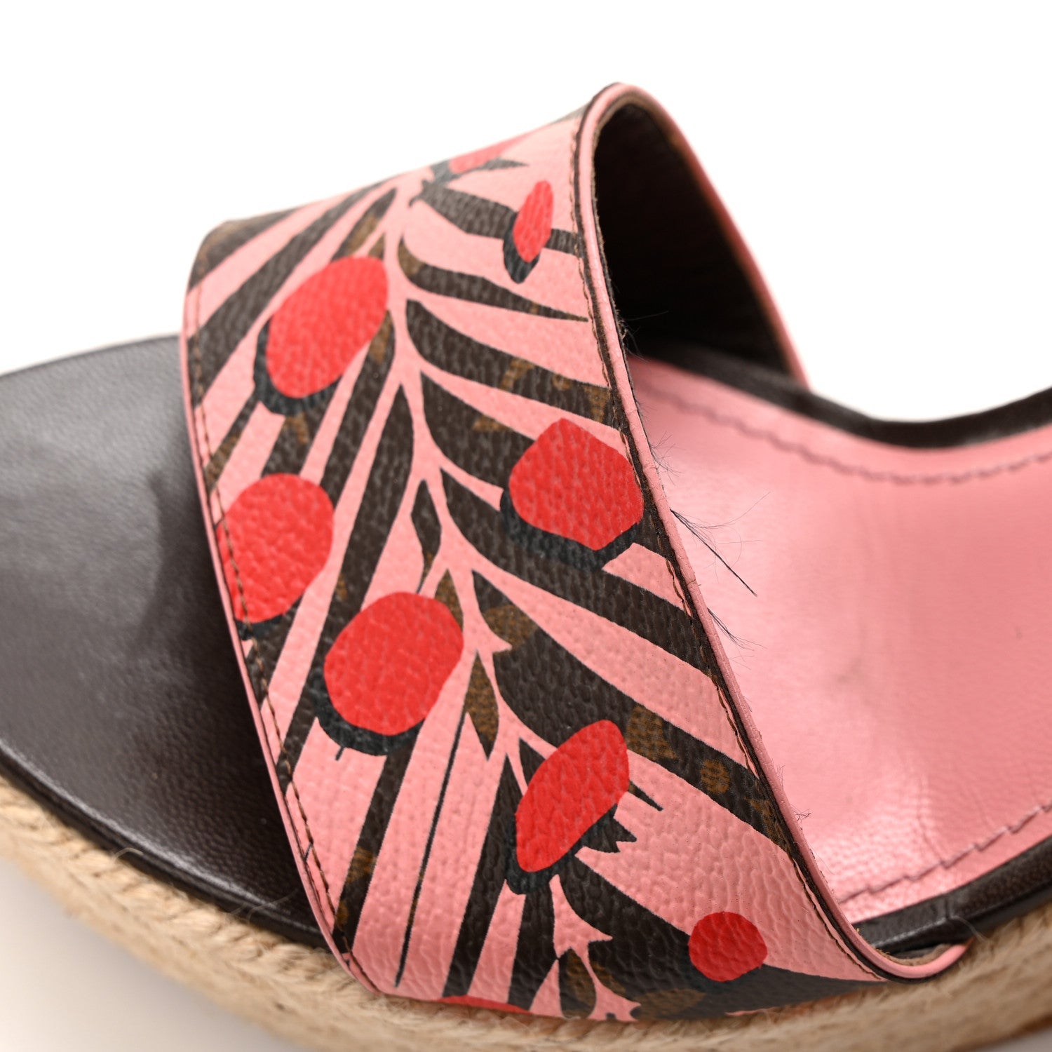 Louis Vuitton Monogram Jungle Dots Espadrille Wedge Sandals 39.5 Sugar Pink Poppy
