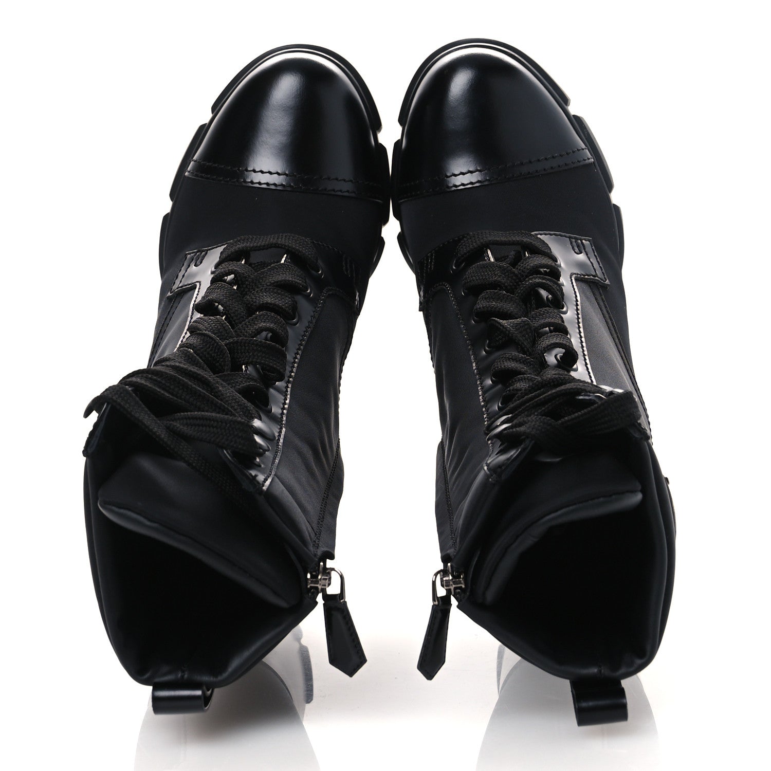 Prada Spazzolato Re-Nylon Metal Triangle Logo 110mm Ankle Boots 36.5 Black
