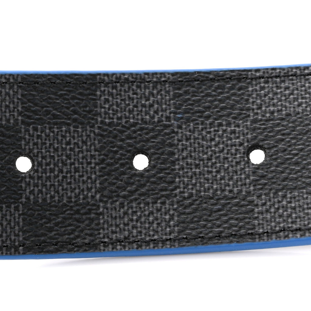 Louis Vuitton Damier Graphite Calfskin 40mm LV Initiales Reversible Belt 95 38 Blue
