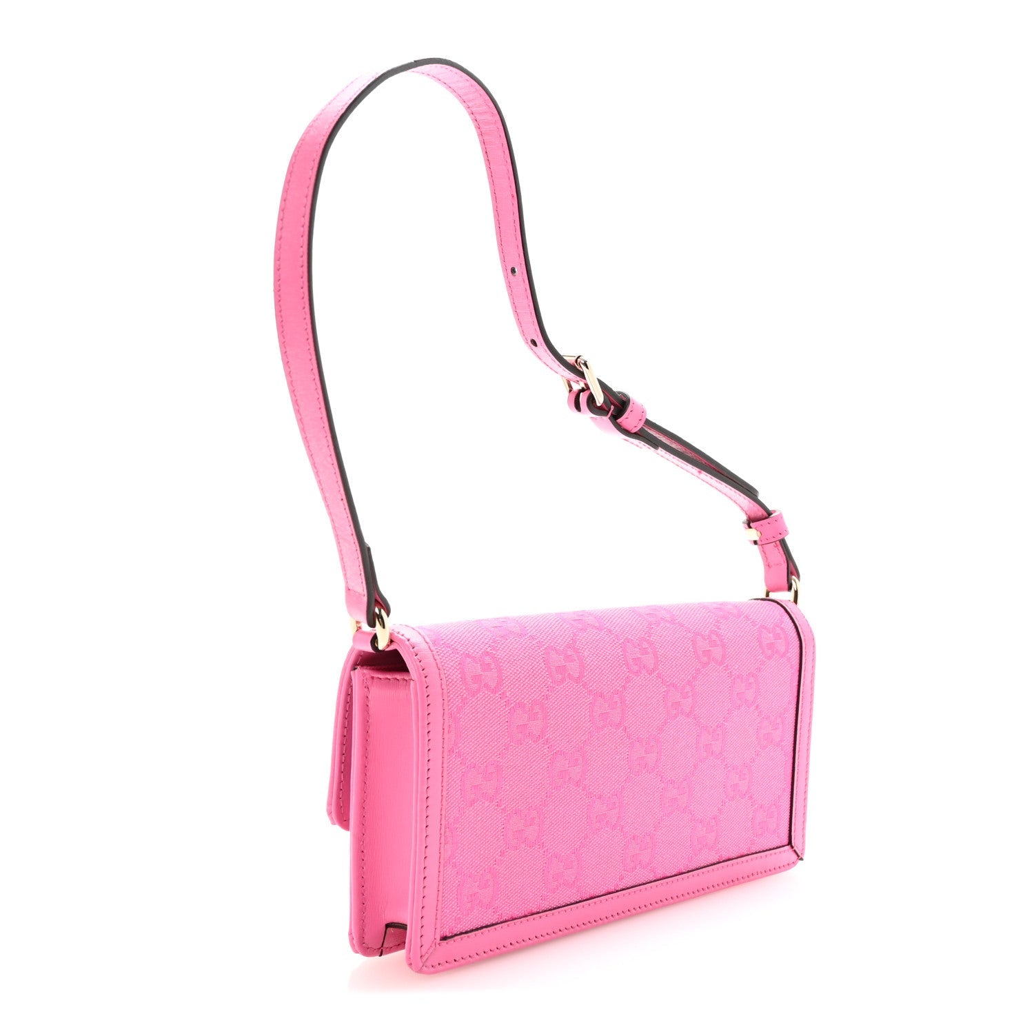 Gucci GG Monogram Scratch Lux Calfskin Mini Luce Shoulder Bag Rose Dark Blossom