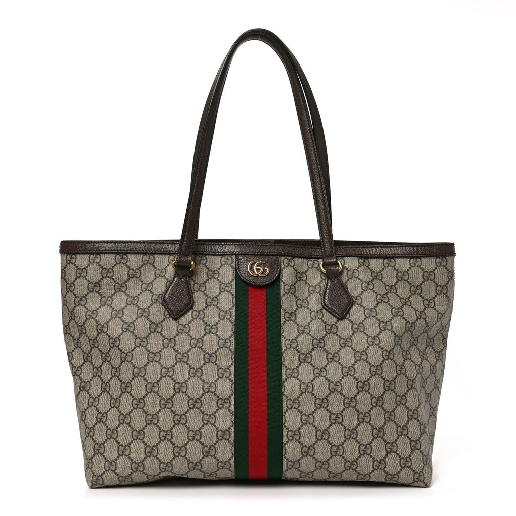 Gucci GG Supreme Monogram Medium Ophidia Shopping Tote Brown