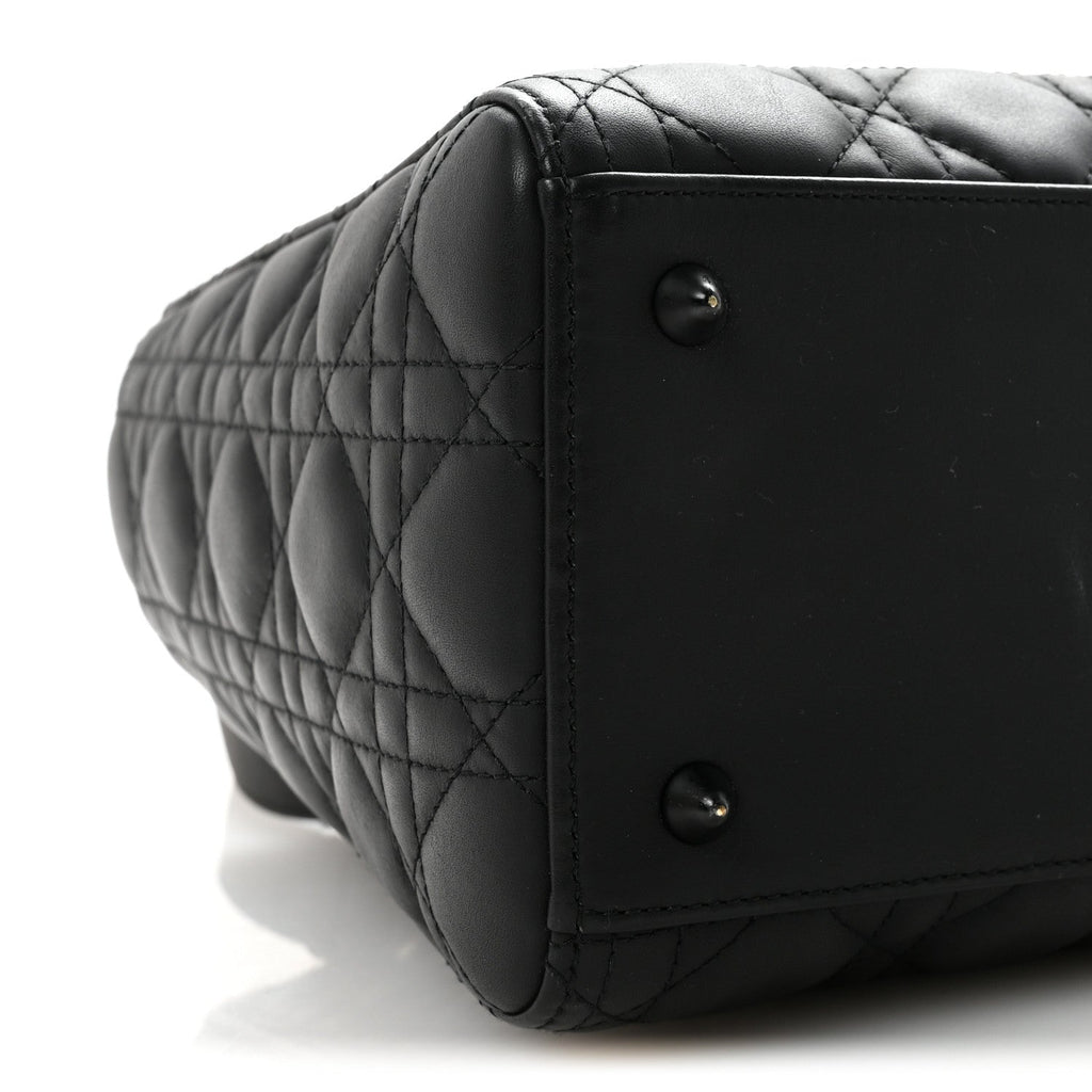 Christian Dior Ultra Matte Calfskin Cannage Medium Lady Dior Black