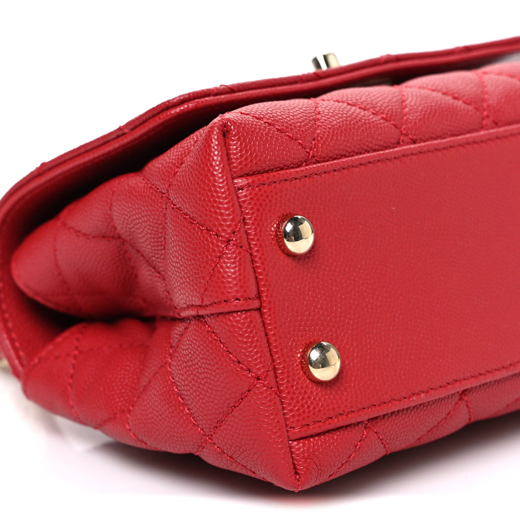 Chanel Caviar Quilted Extra Mini Coco Handle Flap Red