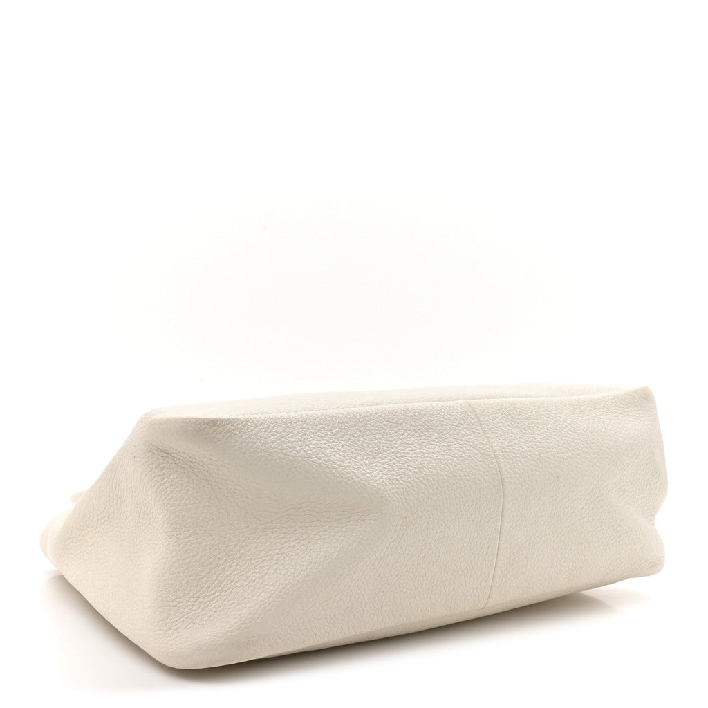 Prada Vitello Daino Soft Medium Zippered Top Handle Bag White