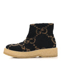 Gucci Faux Shearling Hooper GG Womens Ankle Boots 39 Black Natural Tan