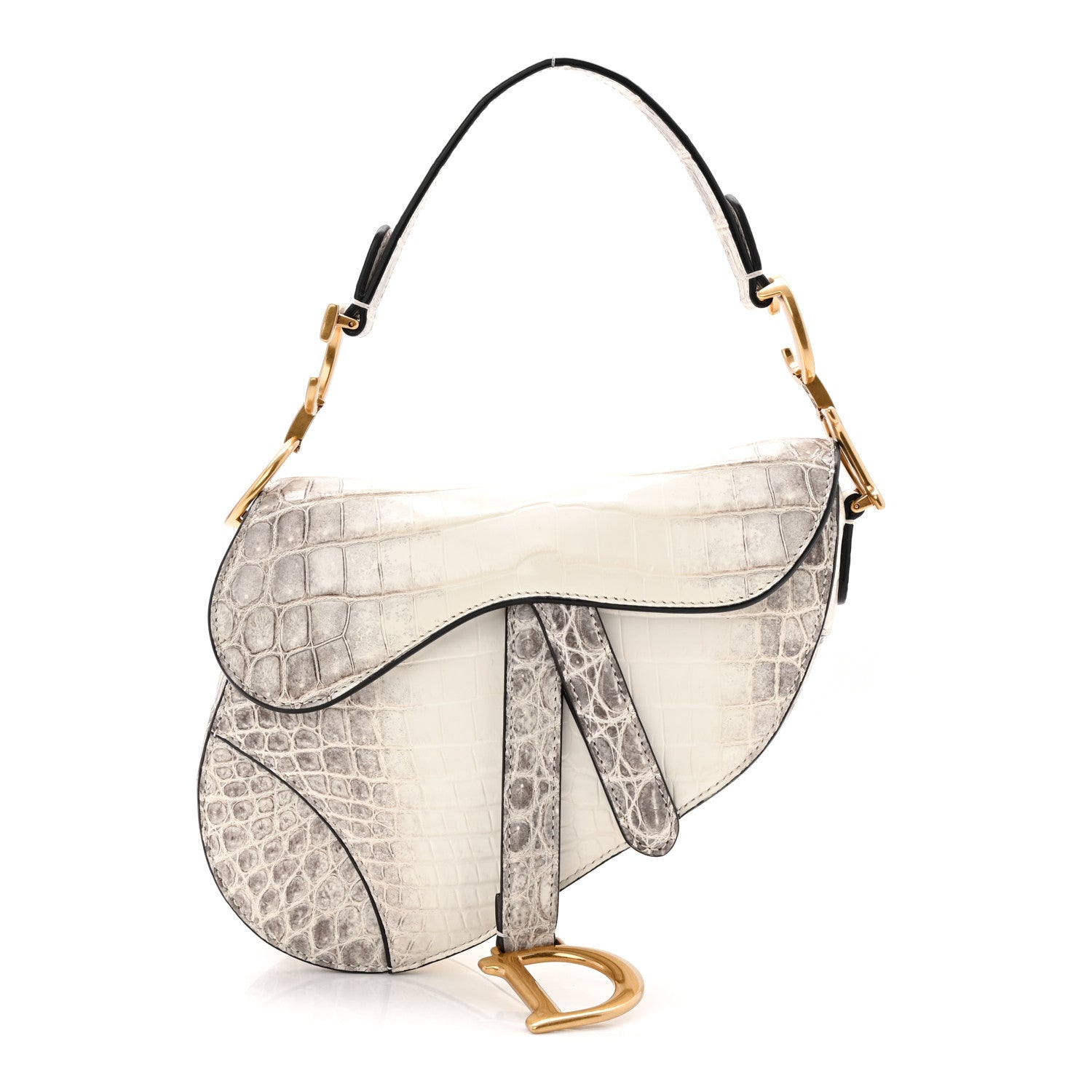 Christian Dior Niloticus Crocodile Himalaya Mini Saddle Bag Latte